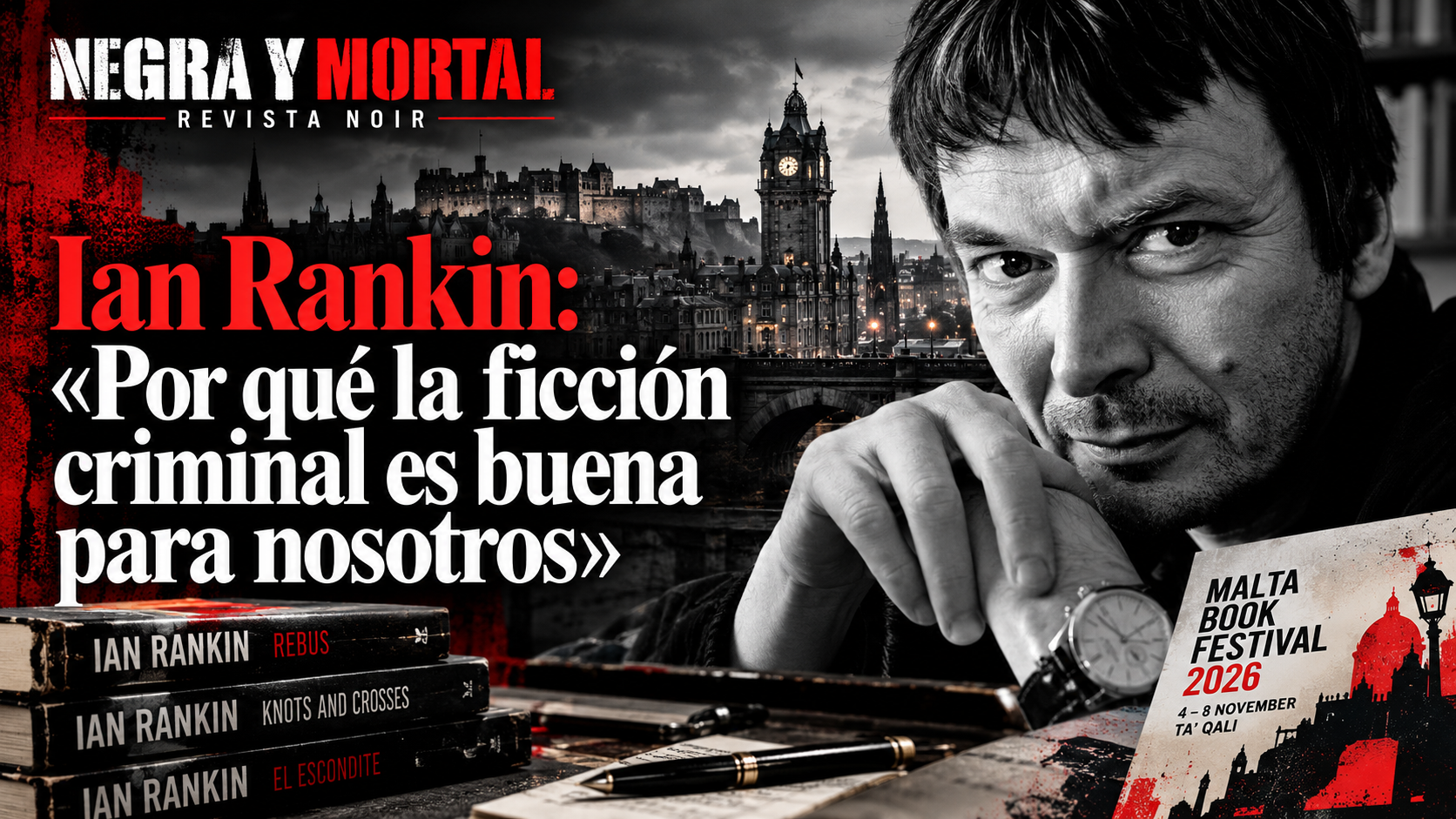 Ian Rankin y la ficción criminal en el Malta Book Festival 2026