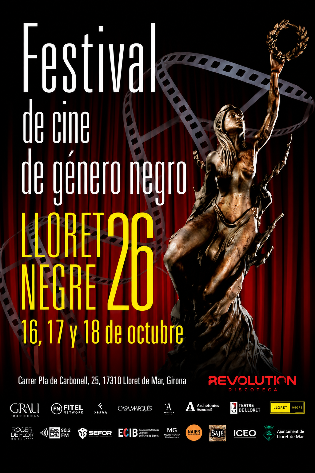 Cartel del Lloret Negre Film Festival 2026, del 16 al 18 de octubre en Lloret de Mar