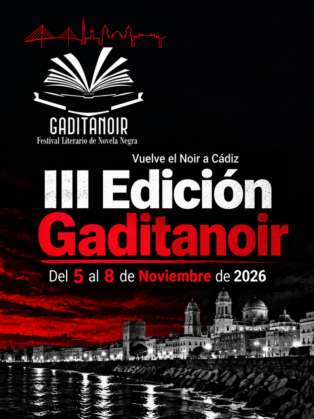 Cartel de Gaditanoir 2026, Festival Literario de Novela Negra de Cádiz