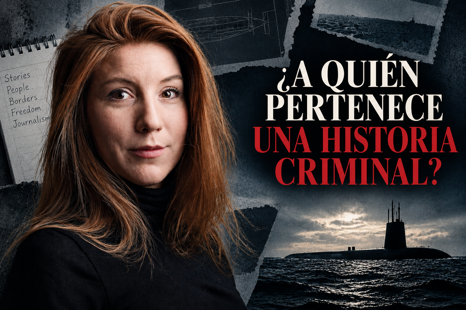 Retrato de Kim Wall en una composición noir sobre los límites éticos del true crime y la representación de crímenes reales.