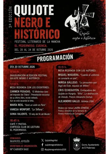 Cartel de Quijote Negro e Histórico 2026 en El Pedernoso
